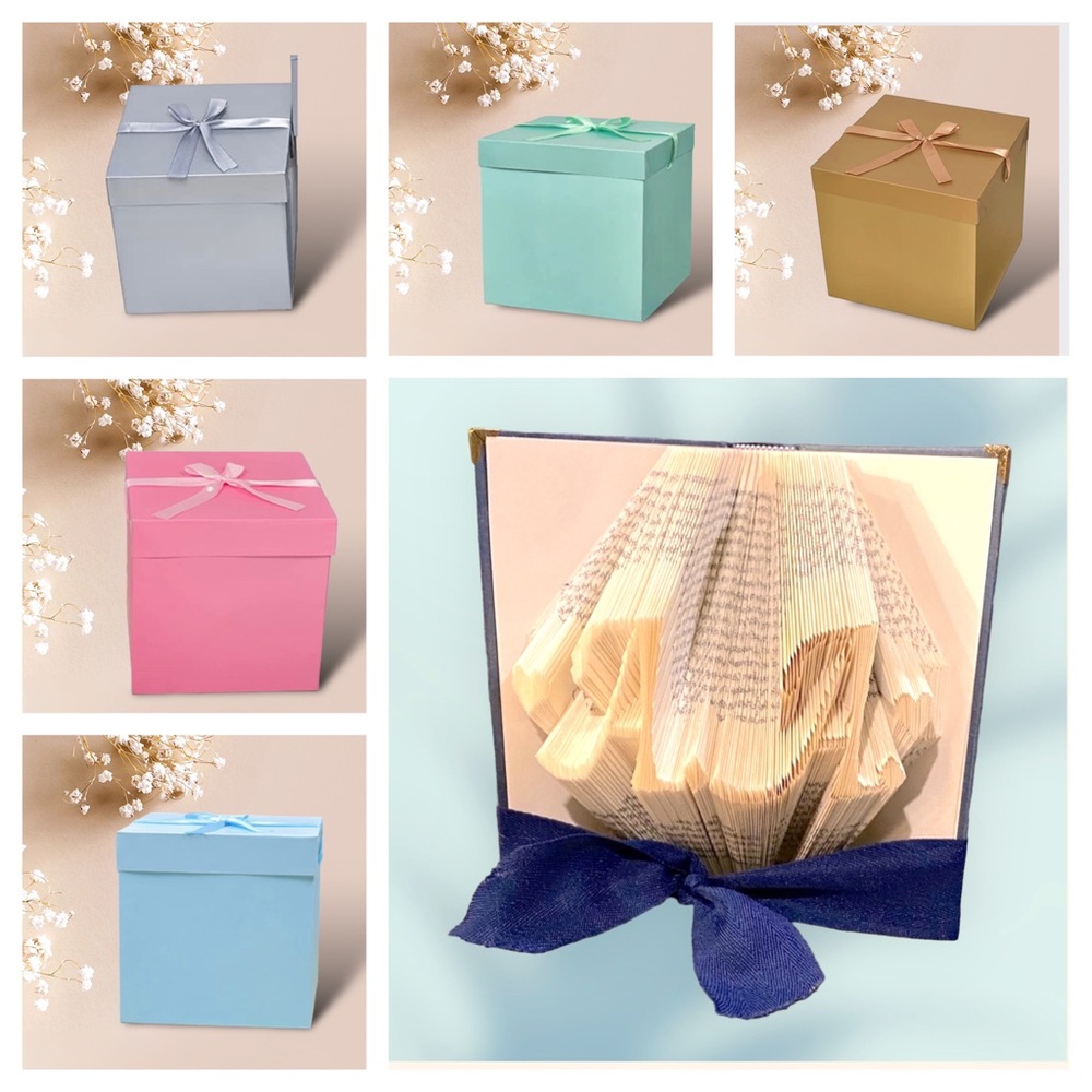 Decorative Gift Box Set with Ribbon — Pink, Blue, Gold, Gray, Mint